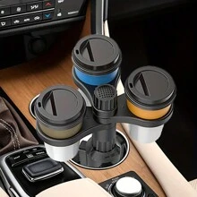 Upgraded Multi-Function Car Cup Holder, One-Time Expansion Can Accommodate Three Cups, Extendable Base Stable Without Shaking - Black - View 1