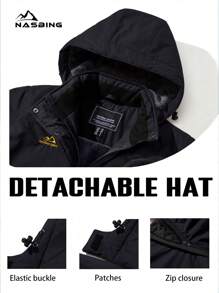 KEFITEVD 女士冬季滑雪夹克防水防风保暖连帽保暖冬装风衣徒步滑雪露营登山外套 - 黑色 - 查看 5