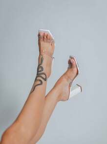 Women's White Heel Clog With Glitter - 9cm - 白色 - 查看 3