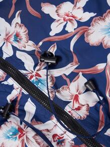 Giolshon 女士米黄色双面连帽外套 - 双面印花设计，休闲时尚，适合日常叠穿 - 藏蓝色 - 查看 9