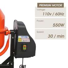 5.0 Cubic Ft Concrete Mixer, 4/5HP 600W Electric Cement Mixer Machine For Stucco With Wheel And Stand,Cement Mixing Tools For Mortar, Stucco And Fodder - Orange - View 8