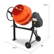 5.0 Cubic Ft Concrete Mixer, 4/5HP 600W Electric Cement Mixer Machine For Stucco With Wheel And Stand,Cement Mixing Tools For Mortar, Stucco And Fodder - Orange - View 11