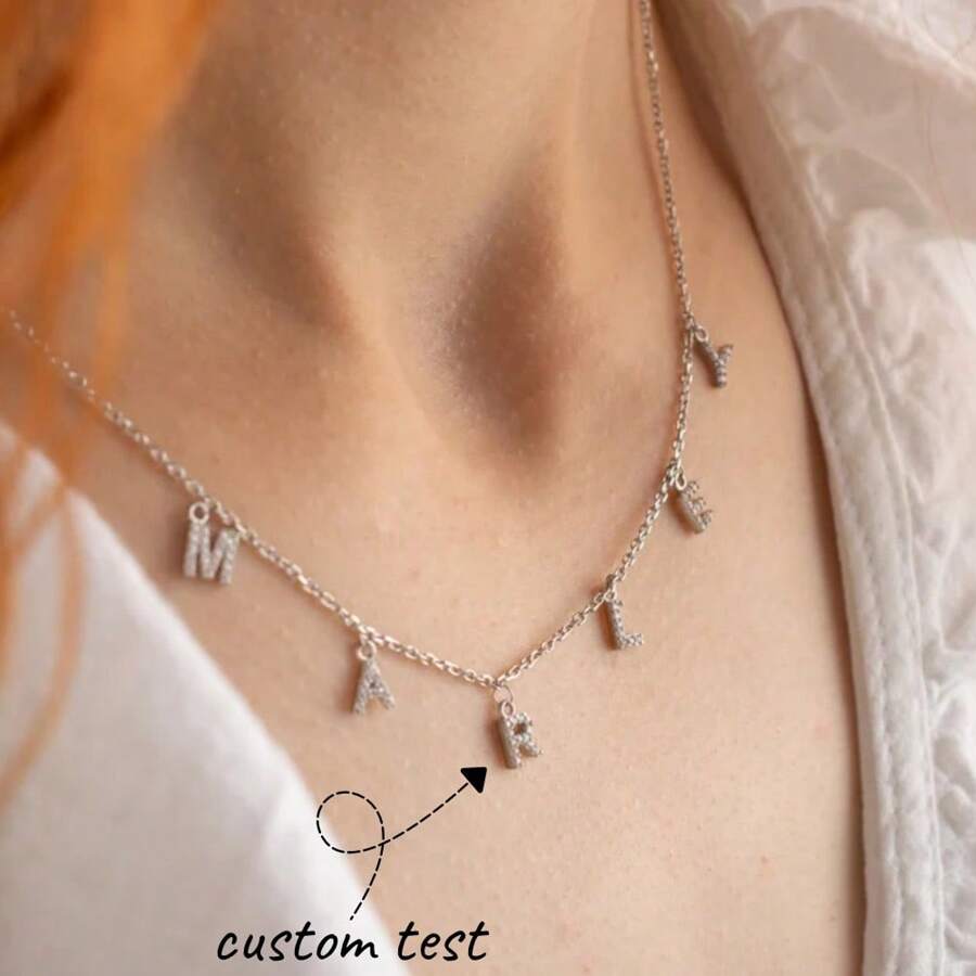 Personal Customized Name Necklaces Micro Inlay Cubic Zirconia Women's Nick Name Necklace Personalized Custom Name Short Stainless Steel Diamond Chain