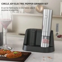 CLITON Electric Salt And Pepper Grinder Set Stainless Steel Spice Grinder Automatic Pepper Mills With Easy-To-Carry Dual Charging Station, White Led Light, And Adjustable Coarseness, Silver - Silver - View 4