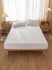 1pc Waterproof Fitted Sheet, Beding, Bed Sheet, Mattress Cover, Soft And Comfortable Mattress Protector, Breathable Bed Cover, Dustproof And Non-Slip Design, Ideal Easter Gift, For Mother's Day Gift, Perfect Holiday Gift, For Single/Twin/Full/King/Queen Bed Sizes, Machine Washable (Without Pillowcase) - White - View 8