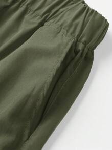 大码男士休闲工装短裤，夏季 - 軍綠色 - 查看 4