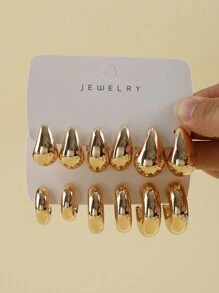 3 paires Ensemble de boucles d'oreilles à la mode de style européen et américain en forme de C et en forme de goutte d'eau, convient pour un port quotidien pour femmes