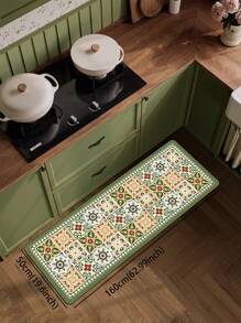 1pc Premium Diatomite Kitchen Floor Mat With Color Block Pattern, Luxurious Green, Cushioned Anti-Fatigue, Waterproof Slip-Resistant, Customizable Size For Kitchen, Bathroom, Entryway, Laundry Room, Living Room - Multicolor - View 20