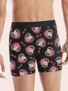 1 pieza, Calzoncillos tipo bóxer con impresión personalizada de foto divertida, ropa interior de hombre, con patrón personalizado de foto de cabeza, de tela elástica y suave, regalo ideal para fiestas, cumpleaños, Día de San Valentín, perro adorable, estilo sencillo, divertido, acogedor, personalizado, único, regalos personalizados para hombres/mujeres, regalo ideal para él, novio, amigos, para bodas, fiestas, aniversarios, cumpleaños