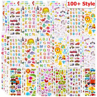 100+ Style Random Ship 6pcs Cartoon Bubble Stickers Children Daily Decoration Stickers Waterproof Creative Graffiti Stickers Puzzle Sticker Toys Gift For Kids
