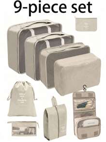 9 件/套带挂钩的悬挂式盥洗包套装,包括盥洗包、储物袋、收纳袋、化妆包、大容量包、内衣包、鞋袋、服装袋、行李袋、旅行包、便携包、大容量化妆品收纳化妆盒,适用于口红、刷子、护肤品、手机、硬币、小物品,适用于家庭、礼物、度假和节日万圣节圣诞节多功能用途,波西米亚风 - 彩色 - 查看 22