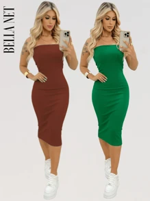 BELLA  NET Women Dresses - 1 - Marrom - 1 Verde - 查看 1