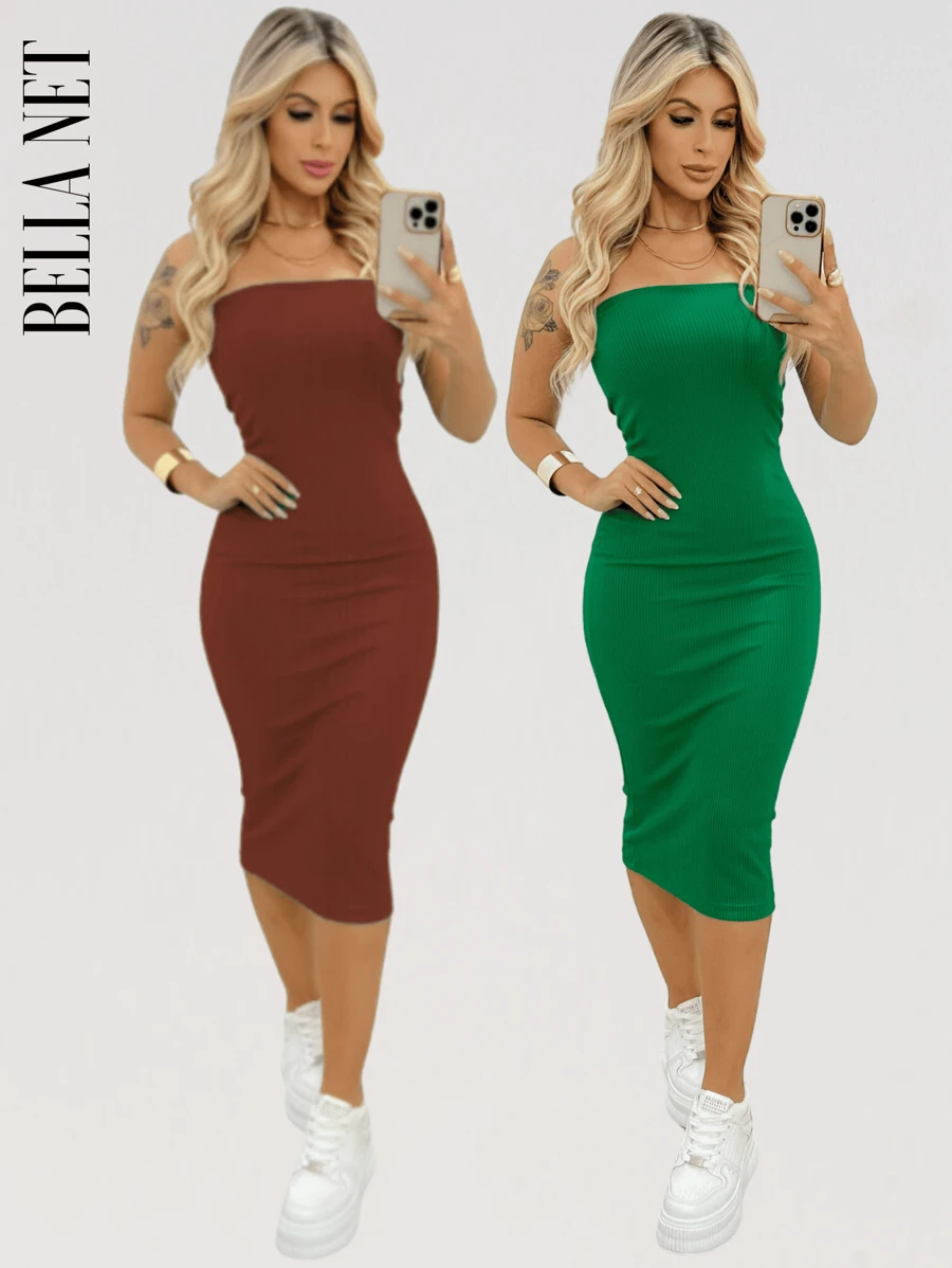 BELLA  NET Women Dresses - 1 - Marrom - 1 Verde - 查看 1