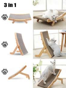 1 pieza Tabla rascadora de gato transformable, estructura de madera duradera Sillón y cama de descanso para gatos para uso en interiores - Albaricoque - Ver 5