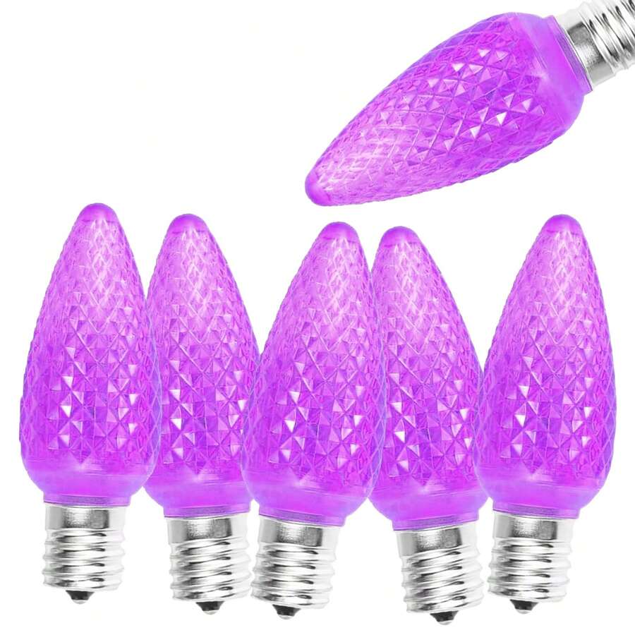C9 LED Christmas Light Bulbs - 25-50 Pack C9 LED Bulbs Aqua For E17 Candelabra Base - 1W For Outdoor String Lights, Holiday-SMD Lamp Beads - 紫色 - 查看 1