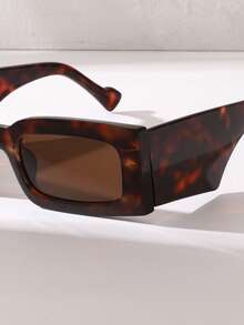 1pc Retro Futuristic Narrow Frame Wide Leg Fashion Glasses, Green - Multicolor - View 5