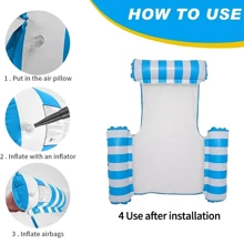 Pool Float Water Hammock Swimming Pool Floating Chair 4 In1 Inflatable Hammock - Blue - View 7