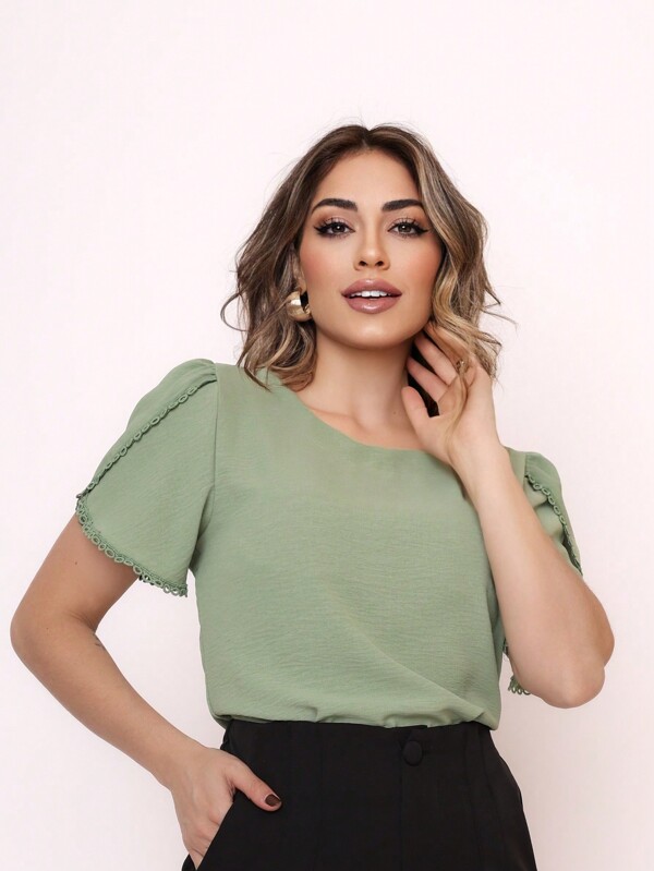 Smile Fashion  blusa feminina manga curta tecido duna