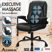 ALFORDSON Massage Office Chair, Computer Office Chair, PU Leather Chair 150kg Load Capacity - Black - View 2