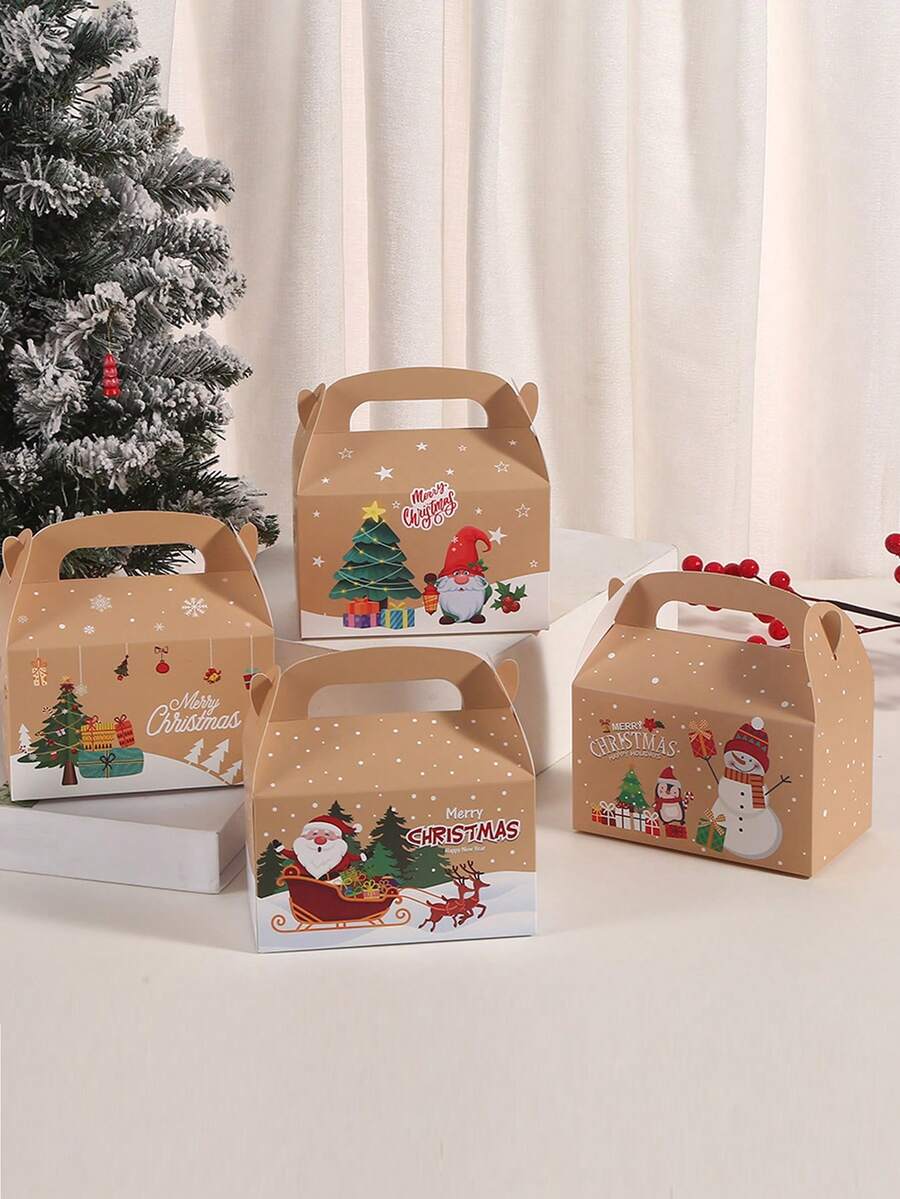PARTYJRONE 4 hộp/12 hộp 16x9x9cm dùng để đóng gói quà tặng Giáng sinh, túi đựng quà có quai xách, thích hợp để trang trí quà tặng Giáng sinh, đồ trang trí Giáng sinh, đồ trang trí Giáng sinh, quà tặng Giáng sinh, giấy gói quà Giáng sinh, đồ dùng cho tiệc Giáng sinh, túi đựng quà Giáng sinh, nhãn dán Giáng sinh - Nhiều màu - Xem 1