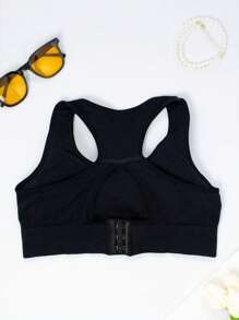 1 Stück nahtloser Racerback Sport-BH, elastische Einfarbige Unterwäsche mit Cut-Outs auf der Rückseite für Frauen
