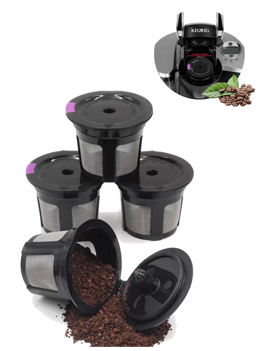 1 件/2 件/4 件可重复使用 K 杯，LivingAid 可重复使用 K 杯 2.0 咖啡过滤器咖啡不锈钢网单独过滤器更换适用于 Brewers 1.0 或 2.0 机器 - 彩色 - 查看 1