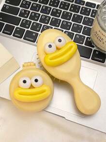 1 pieza Peine cojín de aire en forma de queso de dibujos animados y peine espejo plegable, peine mini portátil con cepillo de pelo y espejo de maquillaje incorporado.,herramientas para el cabello peines peine pelo cepillo pelo de peines cepillo pelo - Amarillo - Ver 11