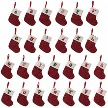 带首字母的圣诞袜，个性化刺绣字母针织圣诞袜壁炉圣诞袜，家庭节日派对装饰红白字母 - 針織聖誕襪(全新) - 查看 12