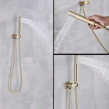 Brushed Gold 8" Round Deluxe Concealed Bathroom Faucet Shower Set 2 Way Rain Shower - brushed gold - View 3