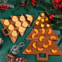 Tabla de cortar de pan con forma de árbol de Navidad de madera, bandeja para hornear y pastelería, adecuada para decoración navideña de cocina, decoraciones navideñas, regalos de Navidad, suministros para fiestas navideñas - Marrón - Ver 1