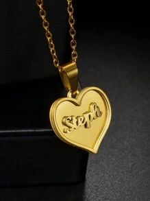 1 件 DIY 定制双层焊接女士名字项链，不锈钢个性化心形吊坠，粗费加罗链，可定制名字简约日常风格，钥匙扣，产品包括礼盒，情人节礼物，生日礼物，母亲节礼物，日常礼物 - 金色 - 查看 3