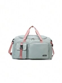 Buqingting 1 件新款大容量多功能多个口袋纯色防水面料可悬挂在行李隔层上，配有可调节肩带设计和拉链背面，适用于女士行李包，适合度假，适合旅行，适合锻炼，适合绿粉色旅行包，适合手提箱，过夜包，健身包，行李袋，周末包，行李袋，随身携带包，大学包，行李袋，周末包，医院包，冬季 - 綠色 - 查看 8