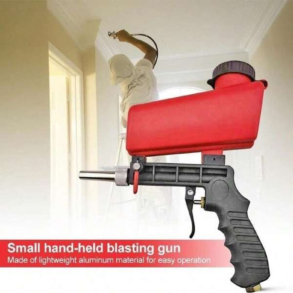 Sand Blaster Gun Kit,Portable 90psi Gravity Sand Blasting Spray Tool,Pneumatic Sandblaster For Air Compressor,Remove Paint, Stains, Rust & Clean Surfaces(Red)