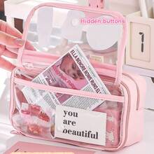 大号铅笔盒、文具袋、铅笔盒、大容量铅笔盒、手持铅笔盒、文具盒、化妆包、便携礼品、适用于办公室、学校、青少年、女孩、男孩、铅笔袋、书包 - #A - 查看 7