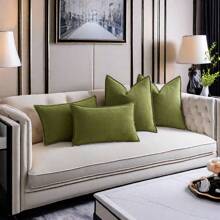 1 件雪尼尔纯色农舍风格靠垫套