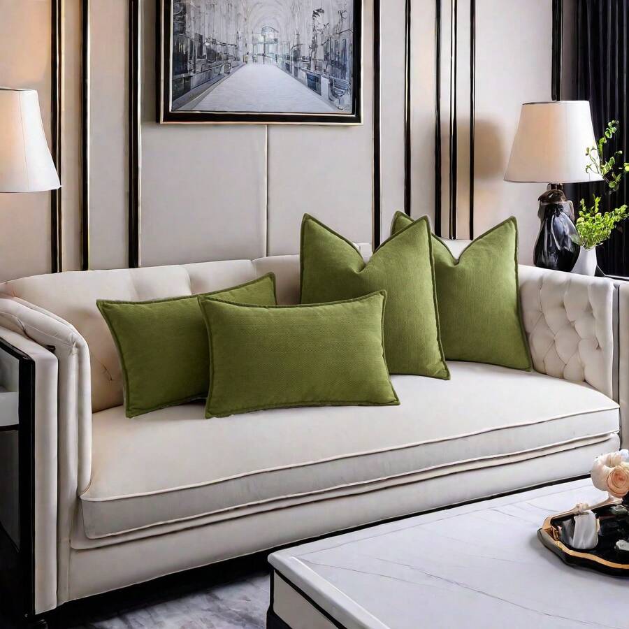 1 件雪尼尔纯色农舍风格靠垫套