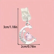 Rhinestone Moon & Heart Shaped Alloy Dustproof Plug Decoration For Mobile Phone Charging Port Dust Plug