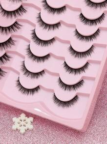 AYRMILLA's New 20 Pairs Of Mixed Eyelashes 3D Mink Natural New Eyelashes Dramatic Fluffy Soft Thick Curly False Eyelashes Are Essential For Daily Dates. Simulation Makeup Eyelashes Can Be Reused To Extend Makeup And Beauty Tools. - 黑色 - 查看 3