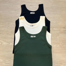 Kit 3 Regatas Femininas Malha Algodão Canelada Ribana Verão Cores Sortidas - Multicolorido - Visão 5