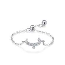 1pc Elegant 925 Sterling Silver Arabic Alphabet Chain Adjustable Ring For Women Wedding Birthday Mother Days Day Gift