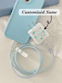 Personalized Customized 5 Pieces Set Of 1.5m Laser Winding Device, Cable Protection Cover, And Tpu Charging Head Protection Cover, Compatible With Apple 12/13/14 Series, 20w Fast Charging Data Cable - Multicolor - View 2