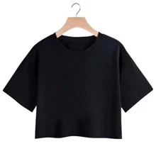 Kit 3 Cropped Women's T-Shirt Blouse In Cotton - 彩色 - 查看 3