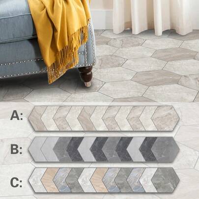 SUPSTICKER 11pcs Mixed Light Color Self-Adhesive Floor Stickers, Made Of PVC, Waterproof, Anti-Slip, Wear-Resistant, Easy To Apply And Remove, Suitable For Living Room, Bedroom, Kitchen, Bathroom Floor, Wall Decor, Landscape Beautification, Cabinet And Tabletop Renovation, Size: 9.06 X 7.87 Inches, Stickers, Wall Decals, Home Decor