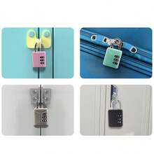 1/2/3 件随机颜色组合锁，塑料密码锁，带钥匙的马卡龙锁，手提包、背包、盒子、笔记本电脑内胆包挂锁旅行必需品旅行学校返校学校用品假日露营假日必需品度假配件迷你夏季 - 彩色 - 查看 4