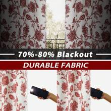 Blackout Curtains For Living Room Bedroom Lined Grommet Window Drapes Thermal Farmhouse  Curtains - 亞麻紅 - 查看 3