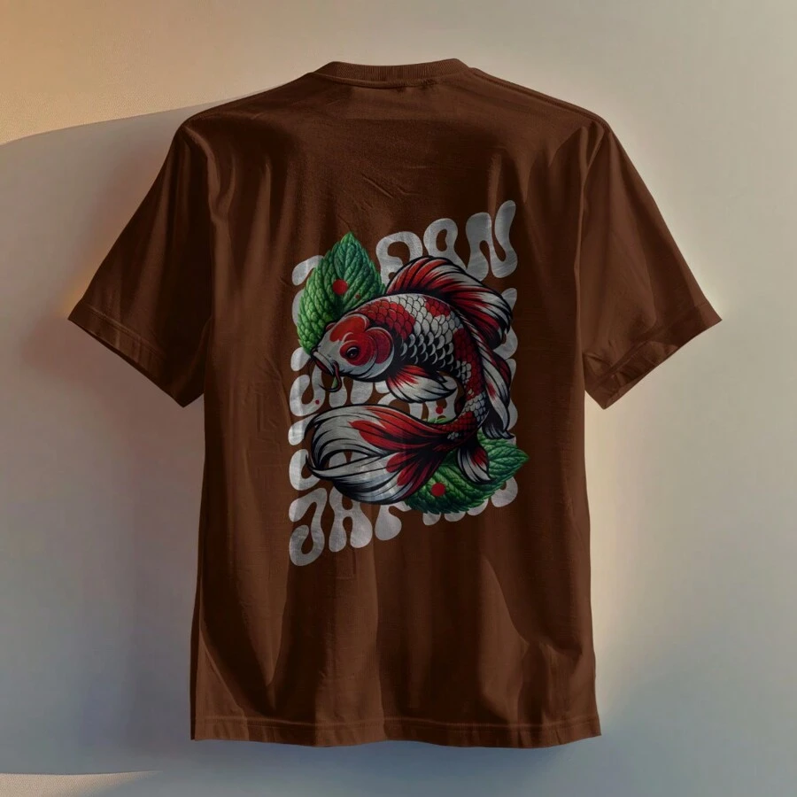 Men's T-Shirt Unisex Premium Streetwear Shirt Super Promotion Street Style Japan Fish Print - Rỉ Nâu - Xem 1