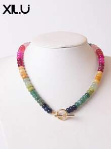 1 件玻璃珠彩虹绿柱石彩色项链 - 彩色 - 查看 2