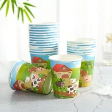 10 件/套农场主题一次性纸盘、餐巾、杯子、7/9 英寸水彩农场生日派对餐具套装、派对装饰、圣诞节 - 彩色 - 查看 6