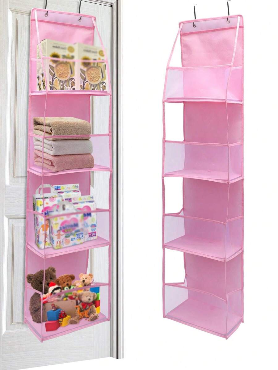 1 件 4 层门上悬挂式收纳袋，化妆品壁挂式收纳袋，大容量网状支架，带透明口袋，悬挂式储物袋，适用于厨房托儿所浴室壁橱、卧室、宿舍、婴儿尿布、儿童玩具。（4 层网眼粉色）装饰品装饰节日装饰房间装饰家居装饰卧室装饰卧室、收纳袋、家居收纳、女式白色 T 恤、女式黑色裤子、女士冬装、连衣裙、 - 粉紅色 - 查看 1