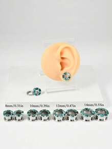 一对不锈钢分段彩色耳塞扩张器 Ocenic Serenity 隧道穿孔螺丝耳塞耳环塞拉伸器穿孔珠宝